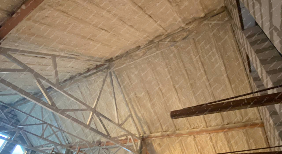 Утепление мансарды ППУ, СНТ Елица